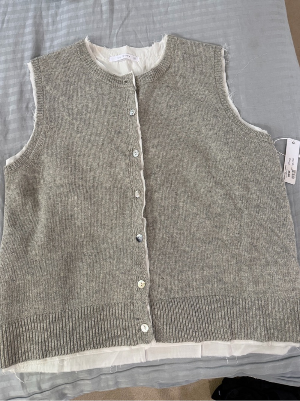 Six Fifty Women's Gray Knit Button-Front Sweater Vest